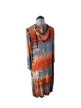Coin 1804 Tie Dye Hooded Duster L Boho Whimsigoth